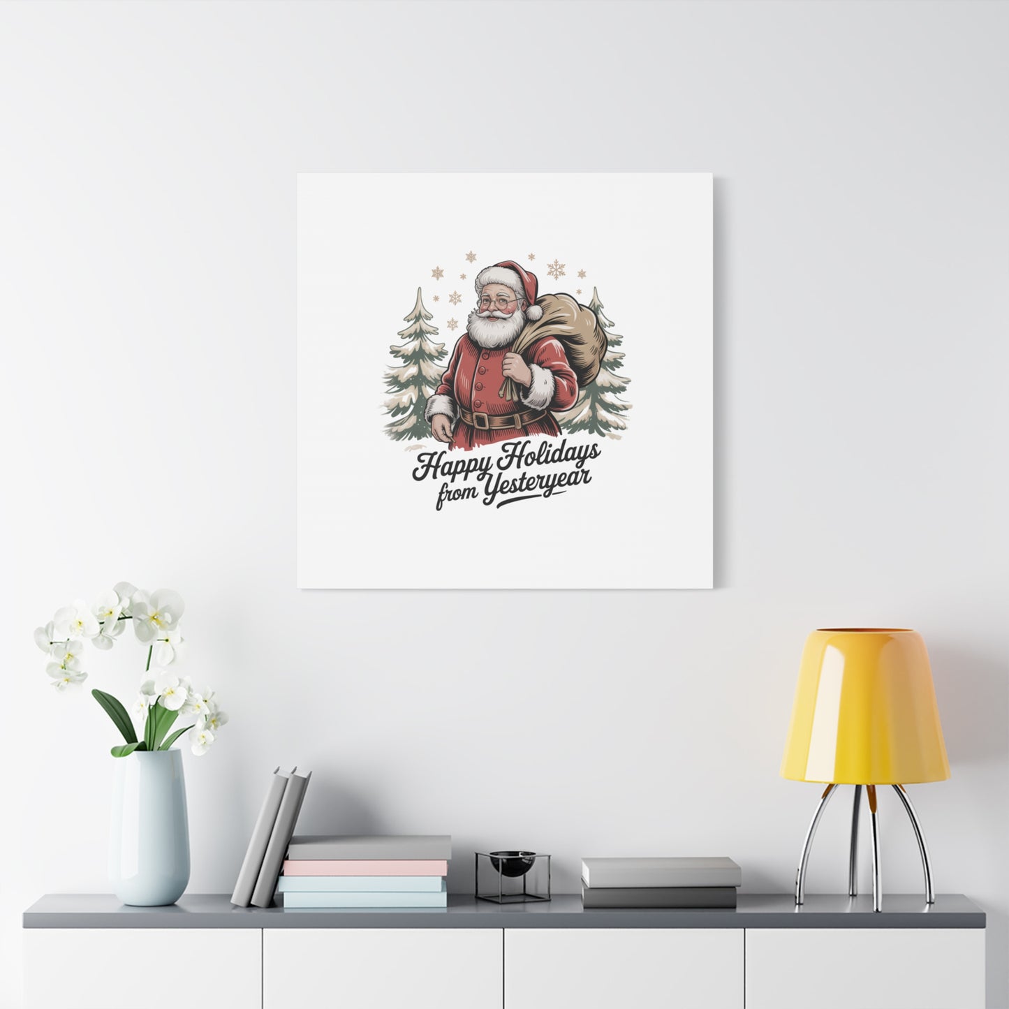 Vintage Christmas Postcard Canvas | Retro Holiday Card Design, Sepia Holiday