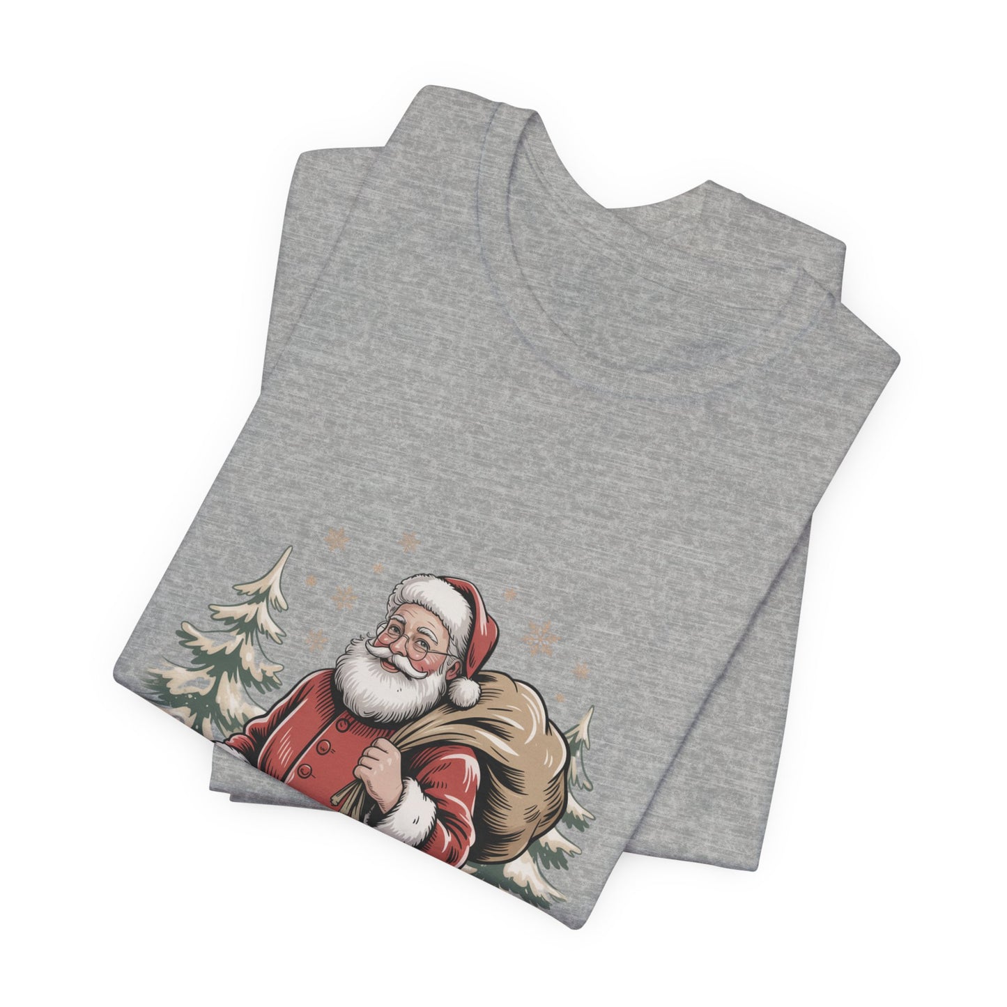 Vintage Christmas Postcard Santa Tee | retro holiday card design