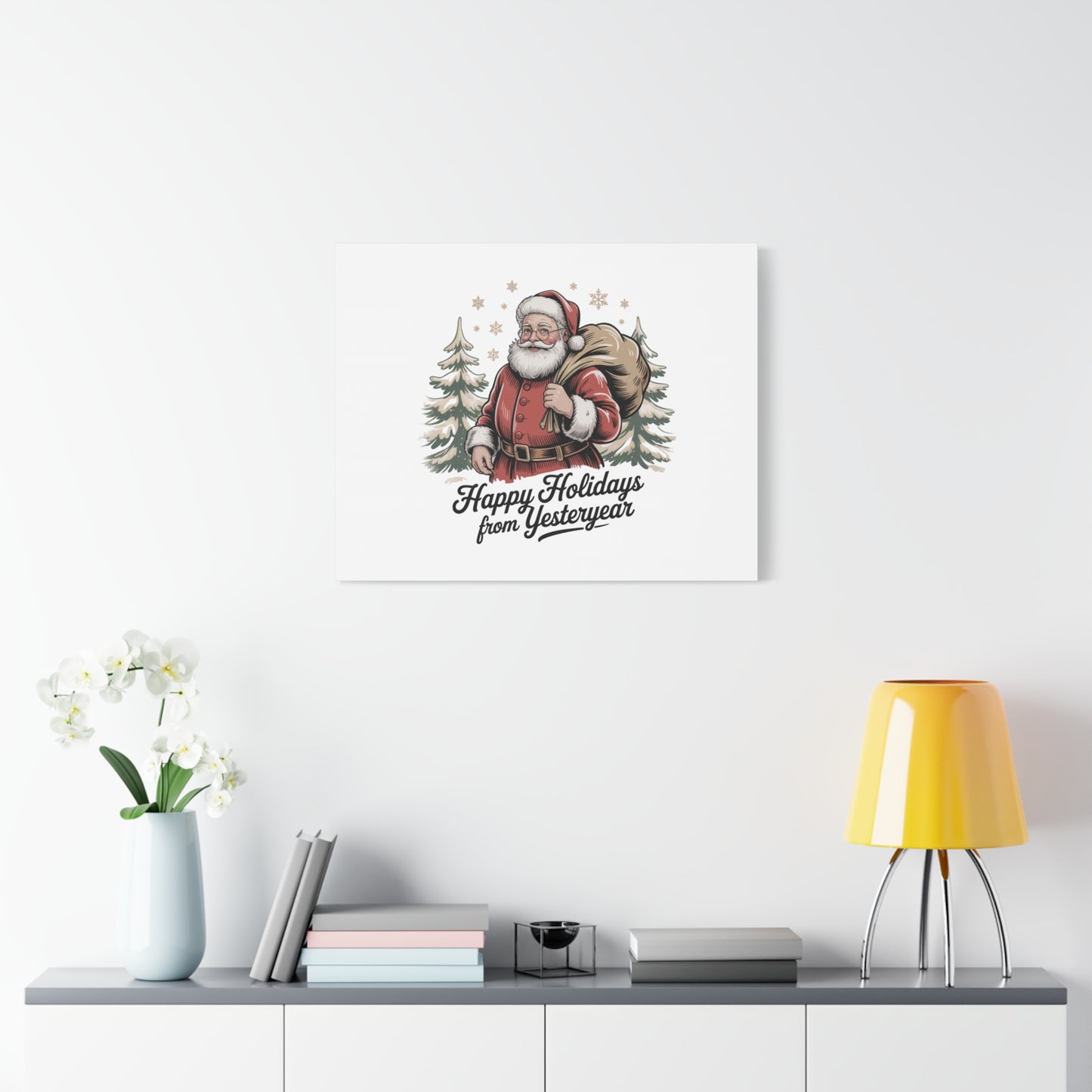 Vintage Christmas Postcard Canvas | Retro Holiday Card Design, Sepia Holiday