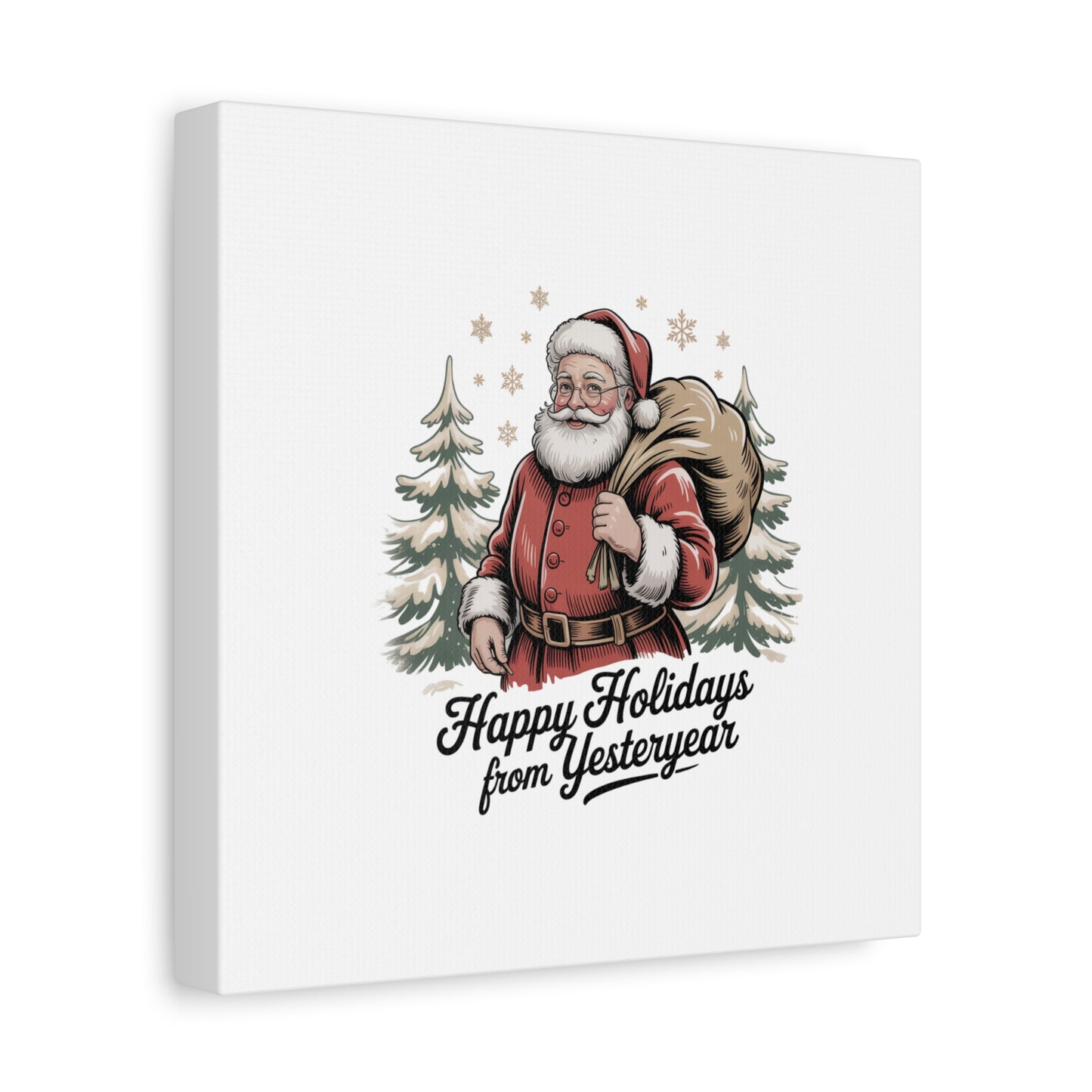 Vintage Christmas Postcard Canvas | Retro Holiday Card Design, Sepia Holiday