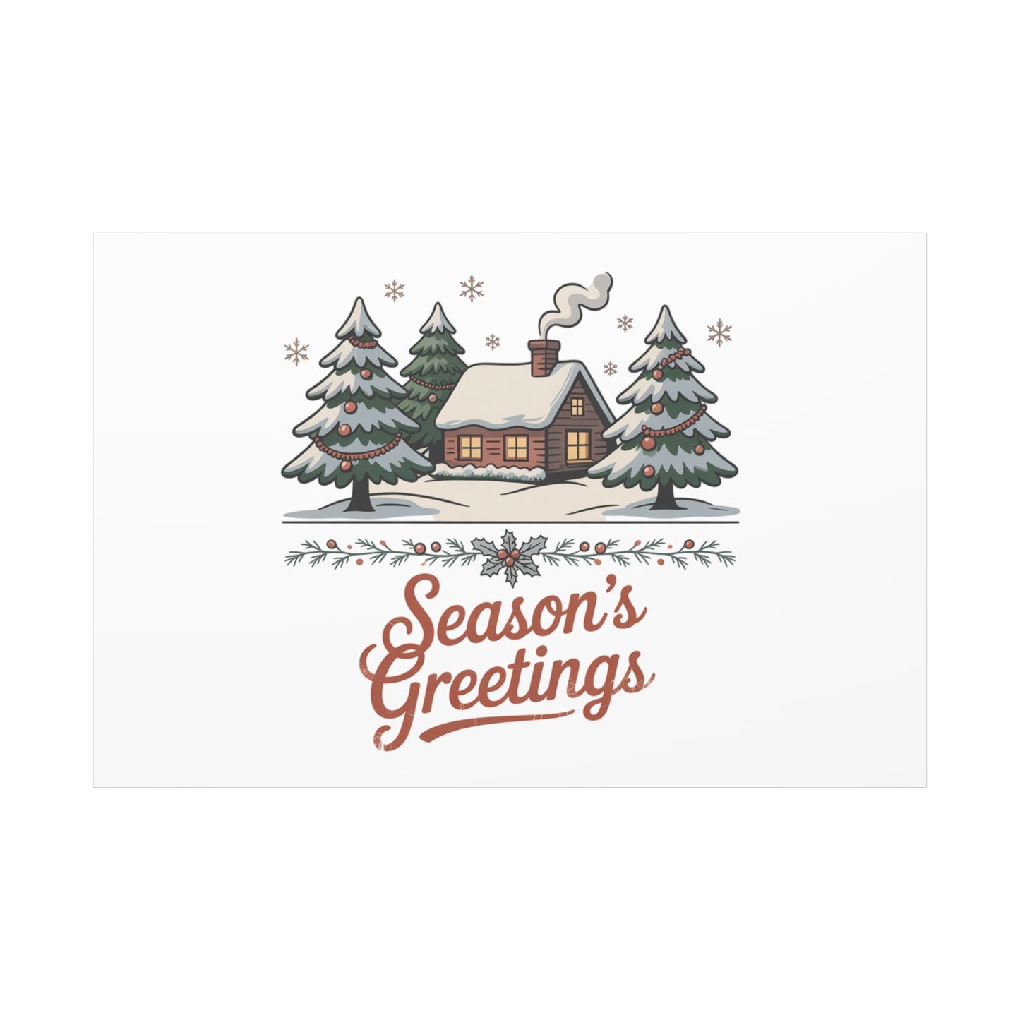 Vintage Christmas Postcard Seasons Greetings Canvas | Retro Holiday Card Design