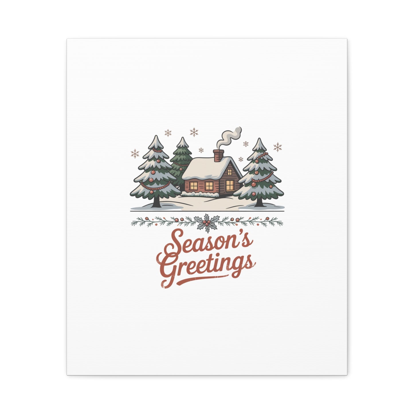 Vintage Christmas Postcard Seasons Greetings Canvas | Retro Holiday Card Design