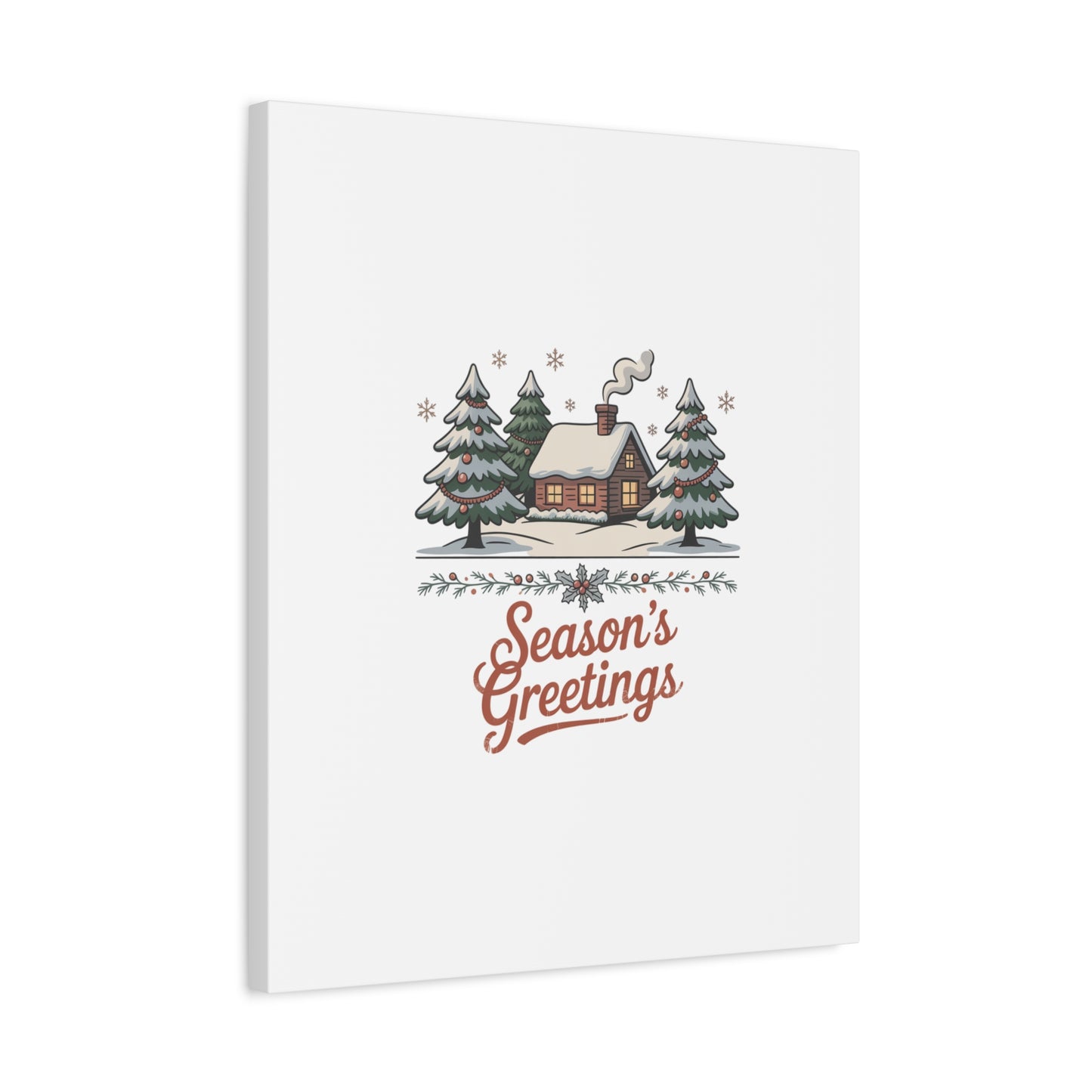 Vintage Christmas Postcard Seasons Greetings Canvas | Retro Holiday Card Design