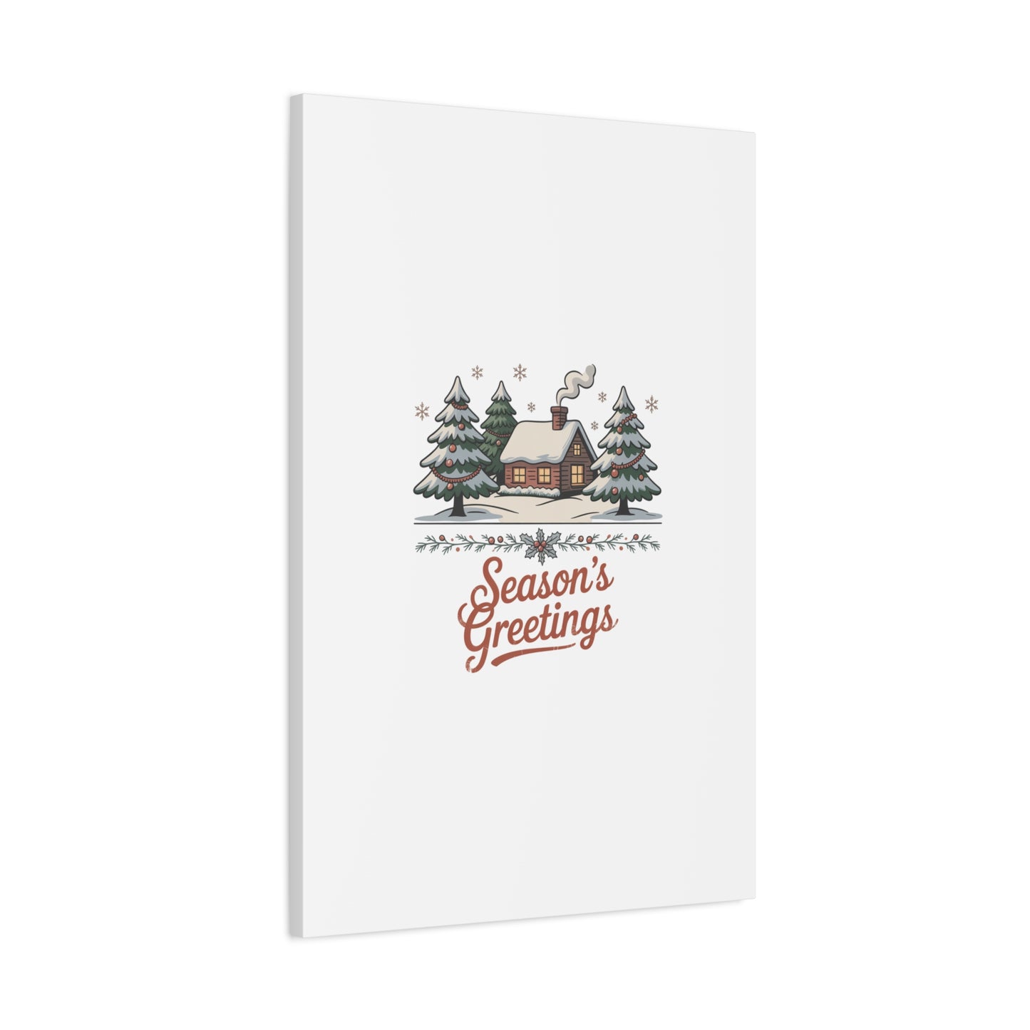 Vintage Christmas Postcard Seasons Greetings Canvas | Retro Holiday Card Design