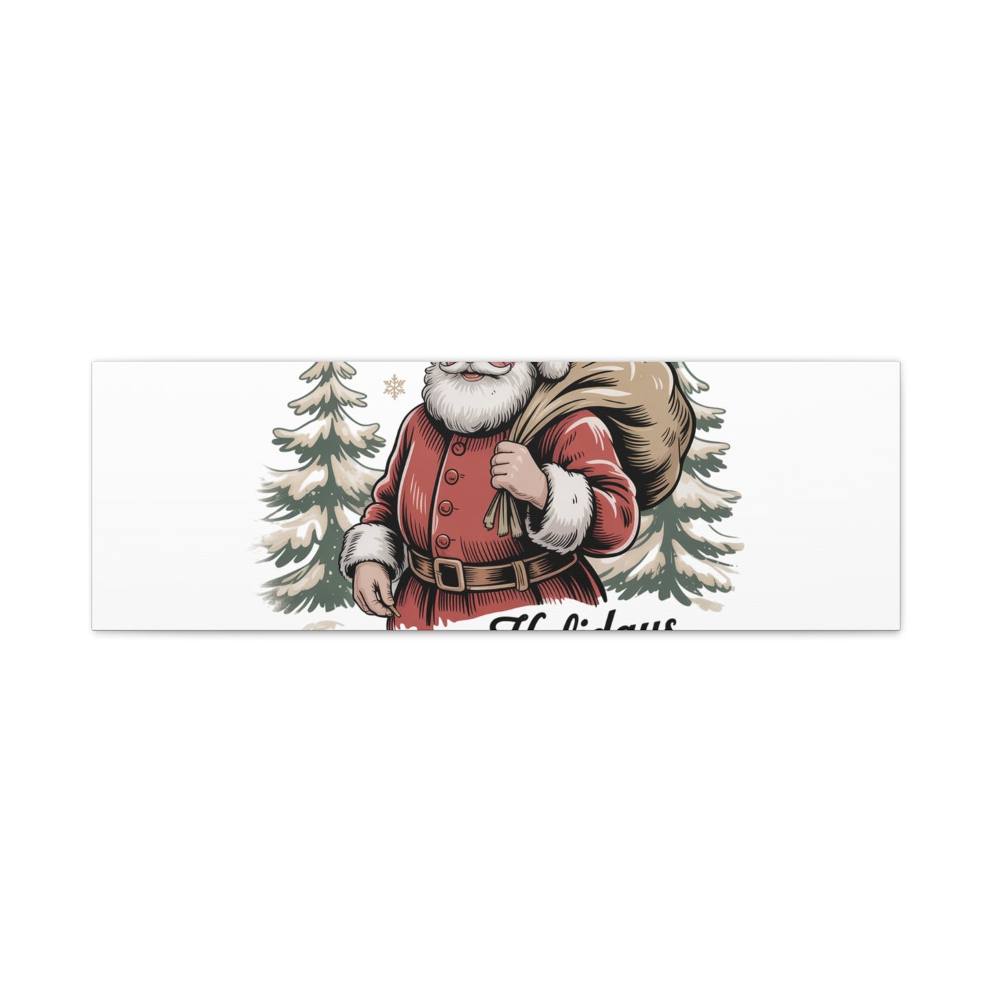 Vintage Christmas Postcard Canvas | Retro Holiday Card Design, Sepia Holiday