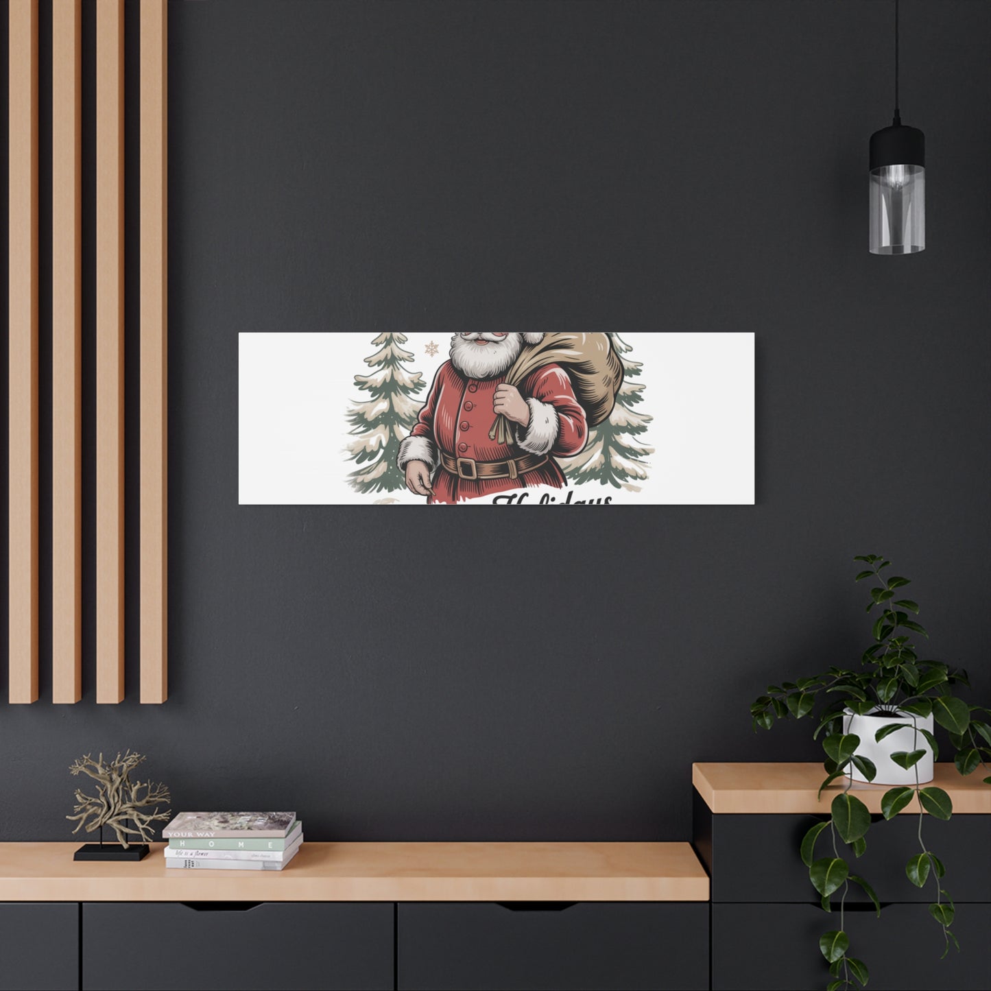 Vintage Christmas Postcard Canvas | Retro Holiday Card Design, Sepia Holiday