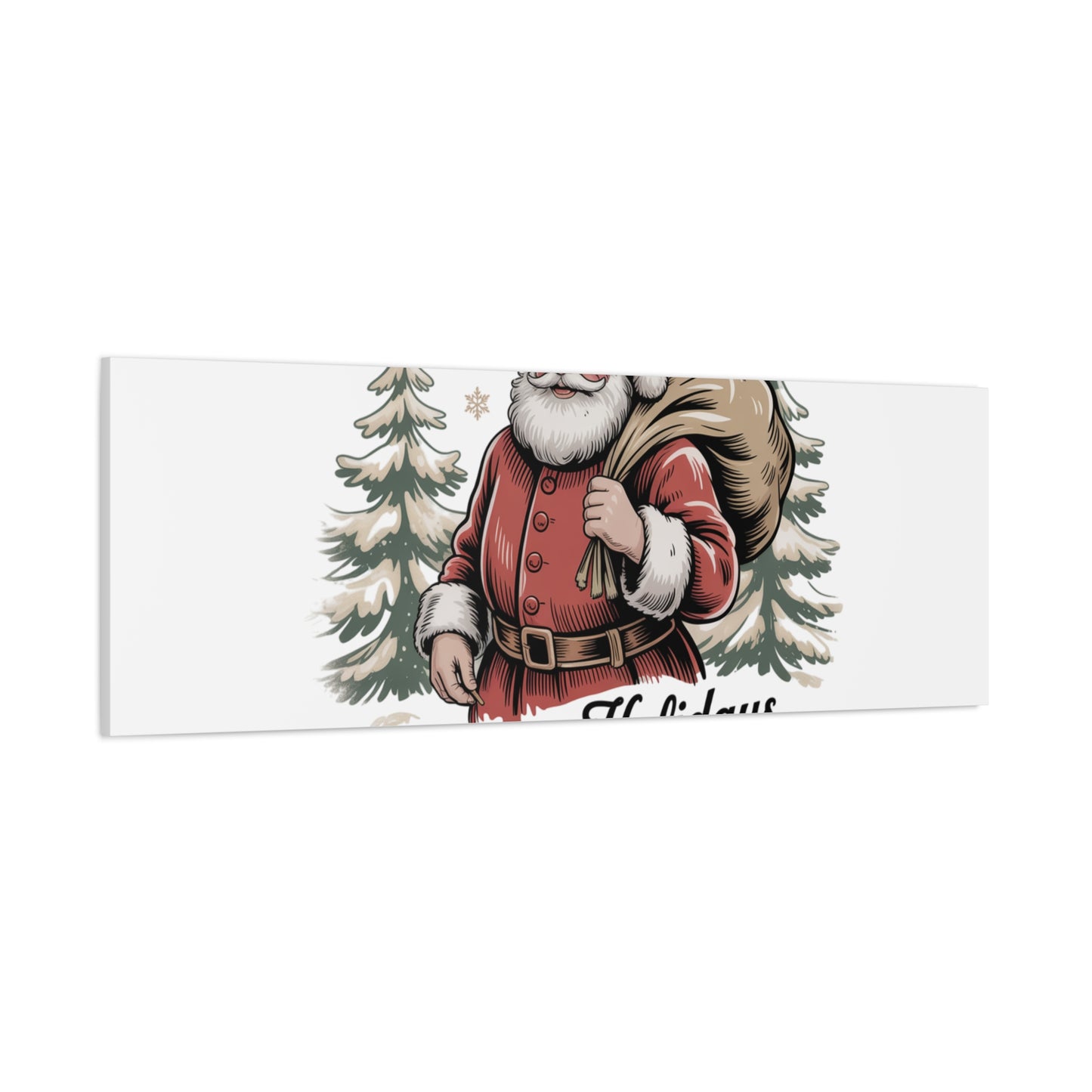 Vintage Christmas Postcard Canvas | Retro Holiday Card Design, Sepia Holiday