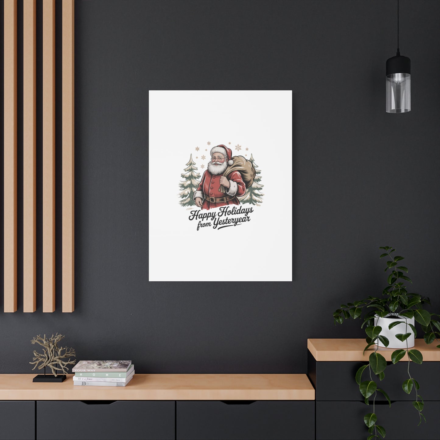 Vintage Christmas Postcard Canvas | Retro Holiday Card Design, Sepia Holiday