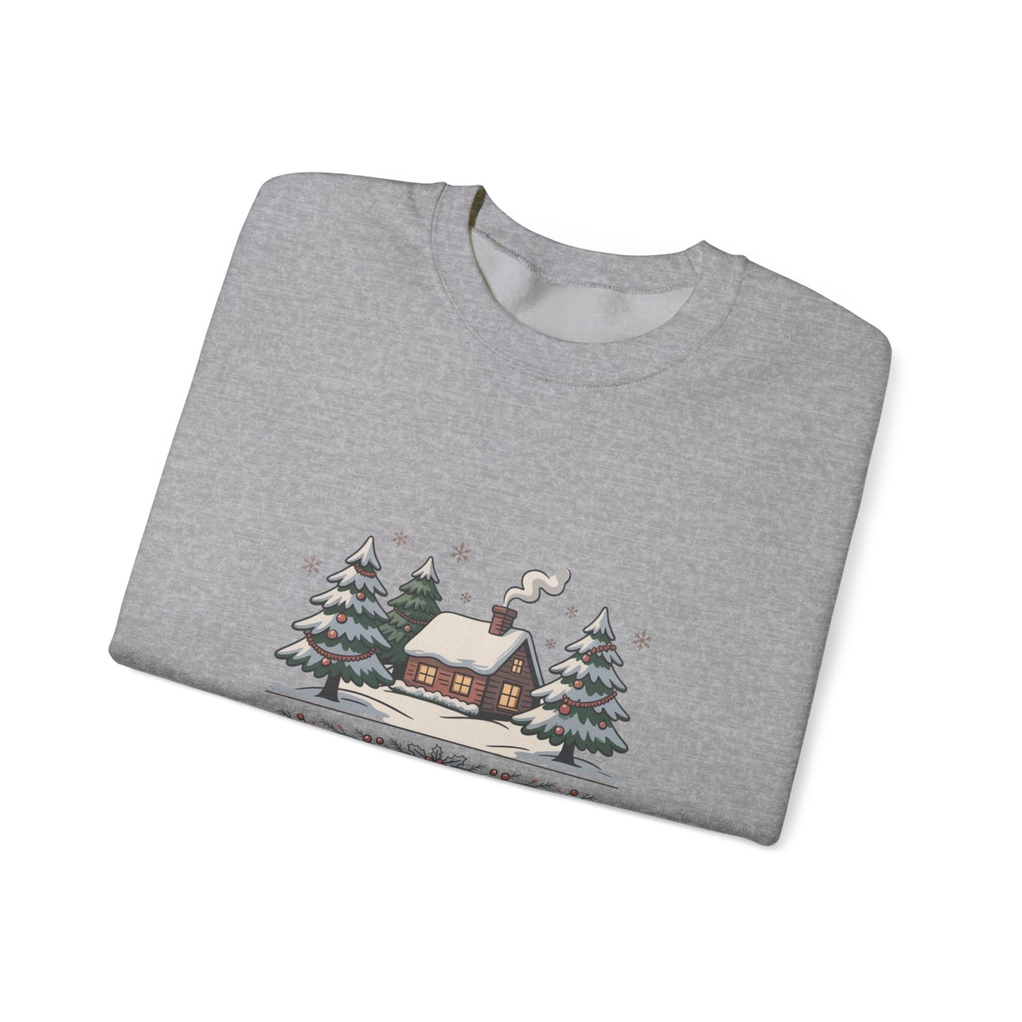 Season's Greetings Cabin Sweatshirt | vintage Christmas postcard, retro holiday card design