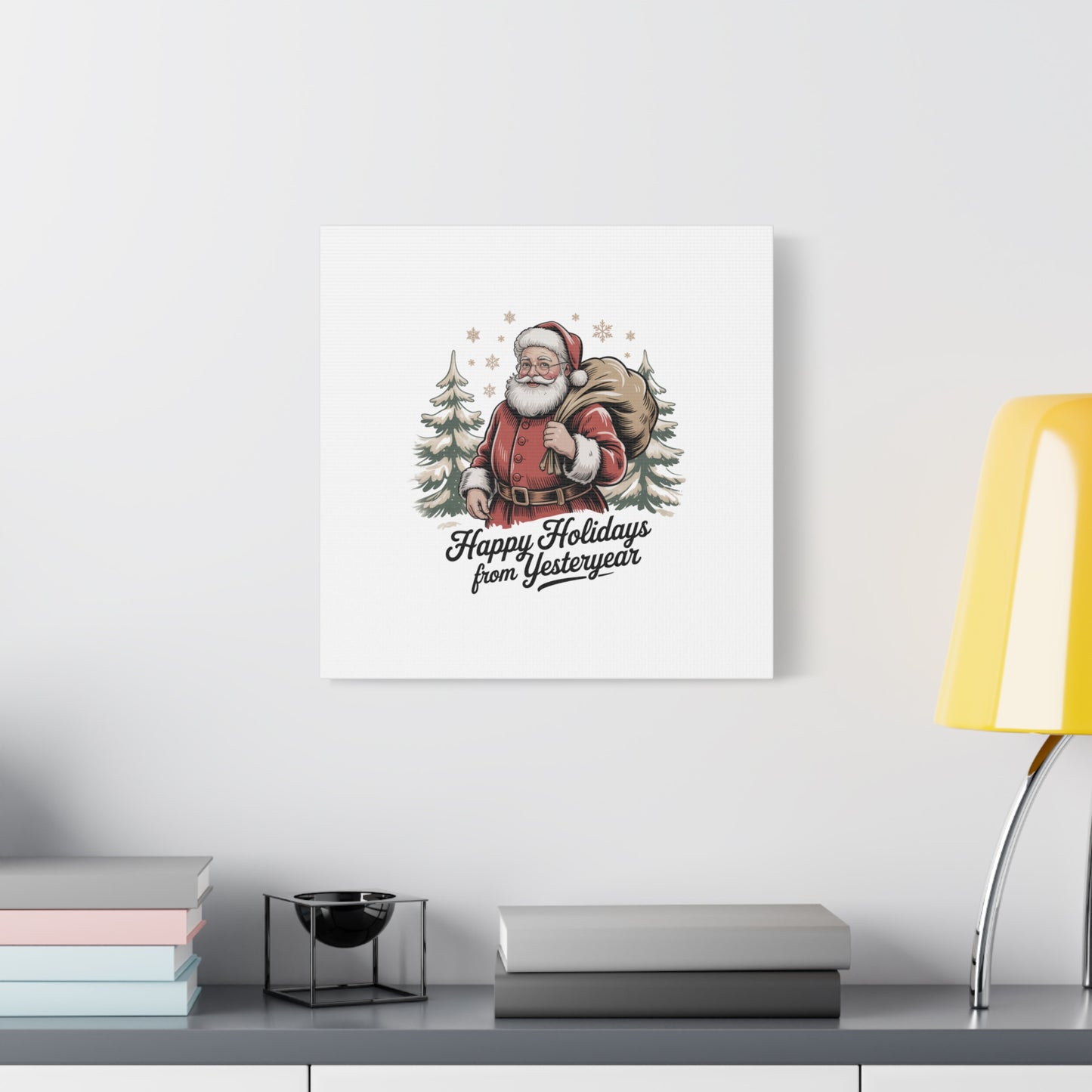 Vintage Christmas Postcard Canvas | Retro Holiday Card Design, Sepia Holiday