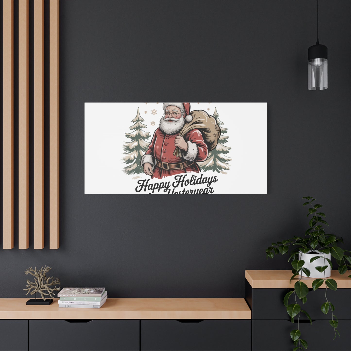 Vintage Christmas Postcard Canvas | Retro Holiday Card Design, Sepia Holiday