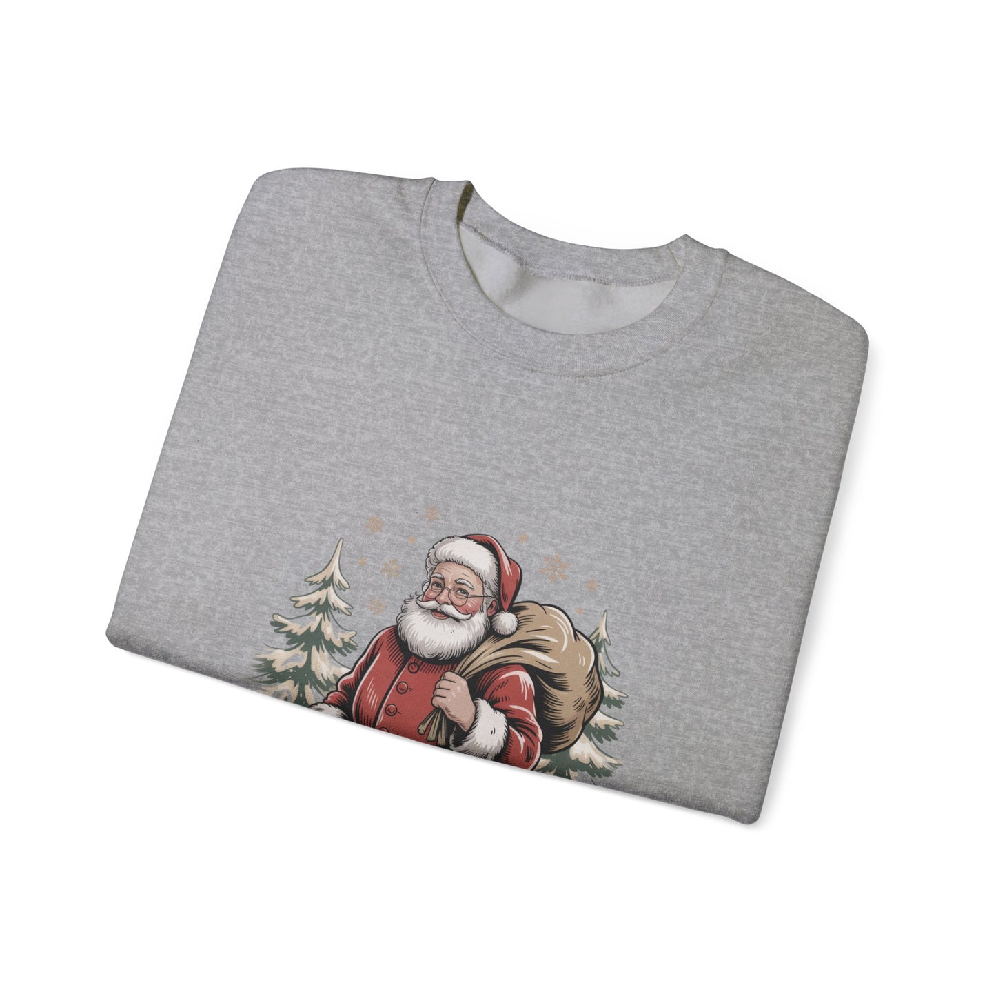 Vintage Christmas Postcard Santa Sweatshirt | retro holiday card design