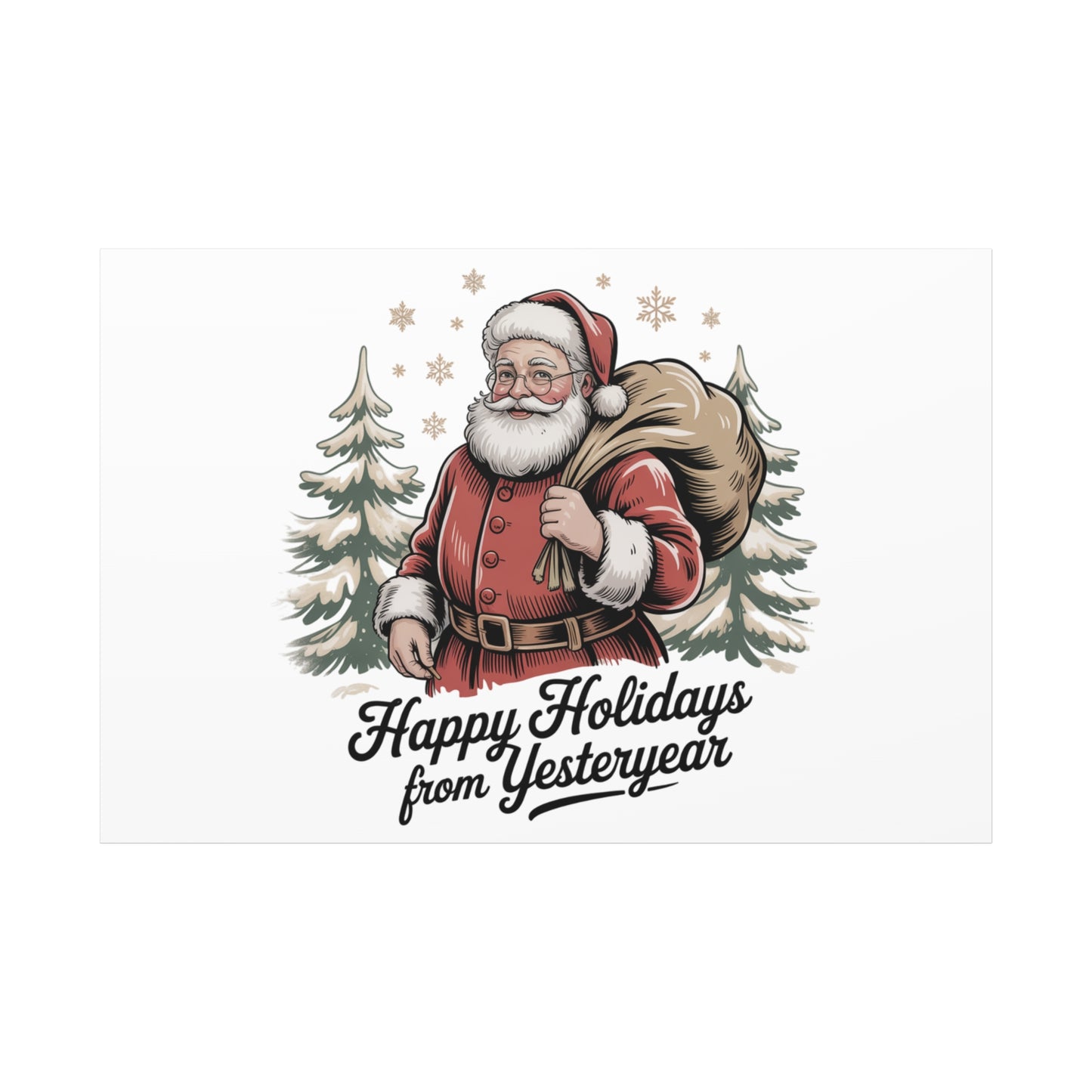 Vintage Christmas Postcard Canvas | Retro Holiday Card Design, Sepia Holiday