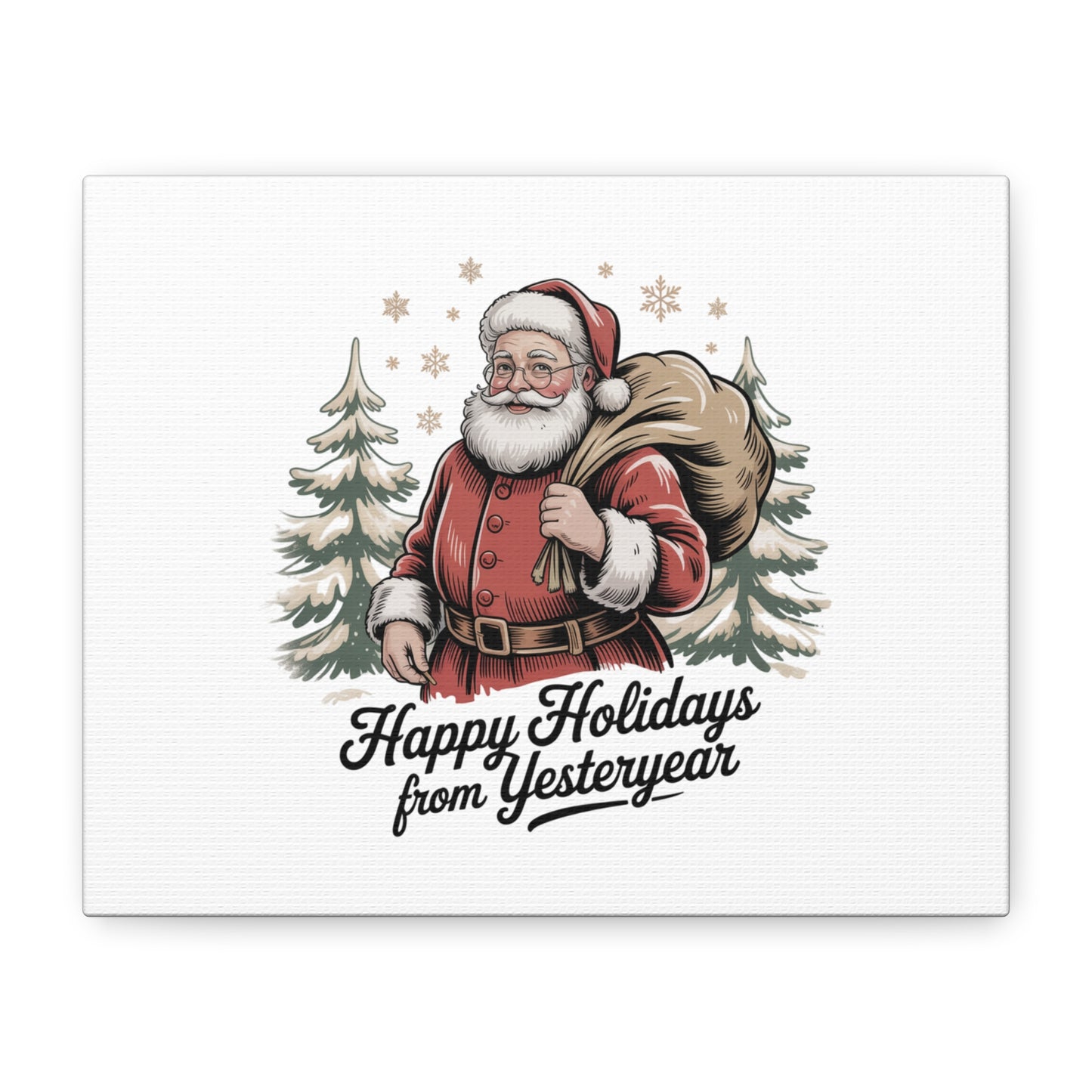 Vintage Christmas Postcard Canvas | Retro Holiday Card Design, Sepia Holiday