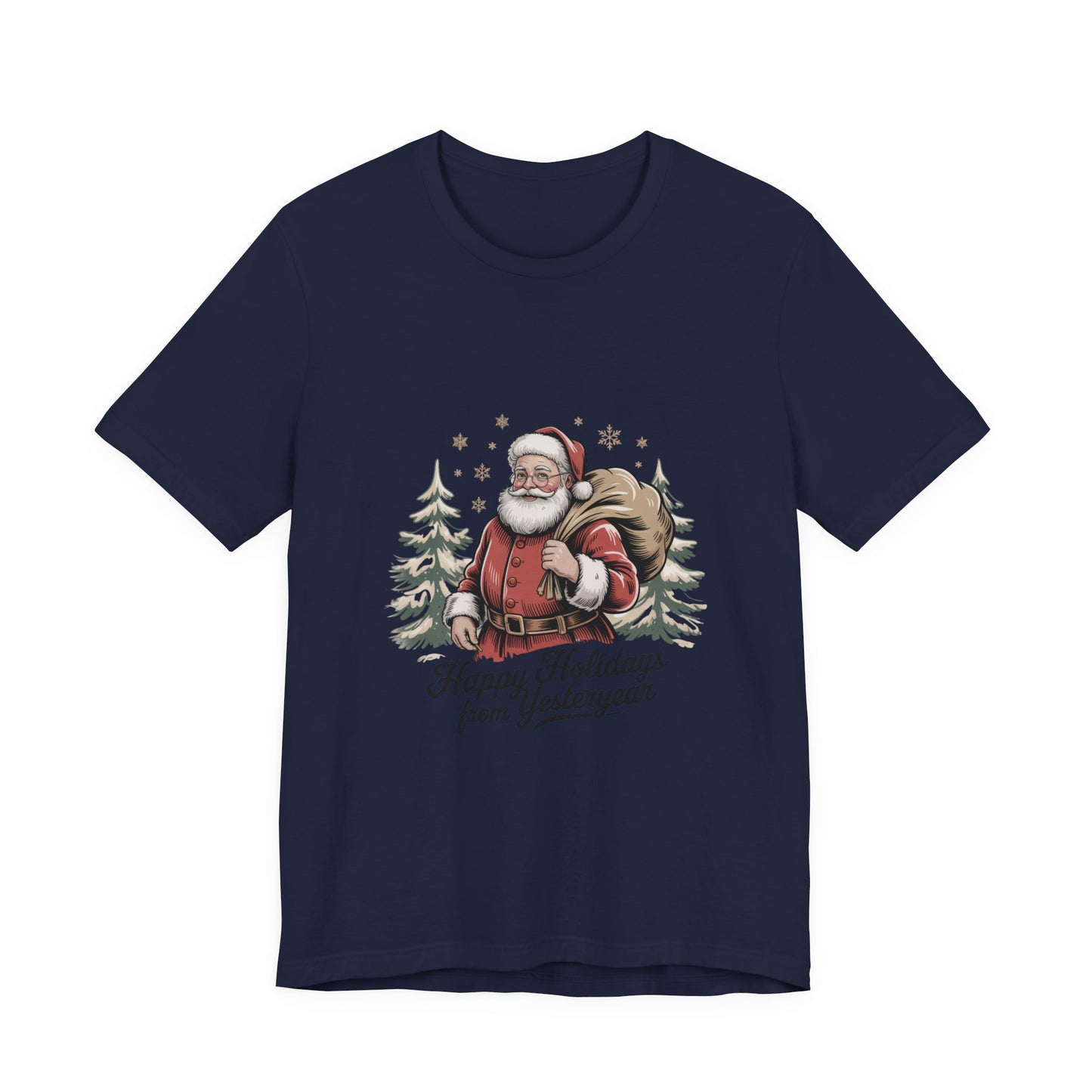 Vintage Christmas Postcard Santa Tee | retro holiday card design