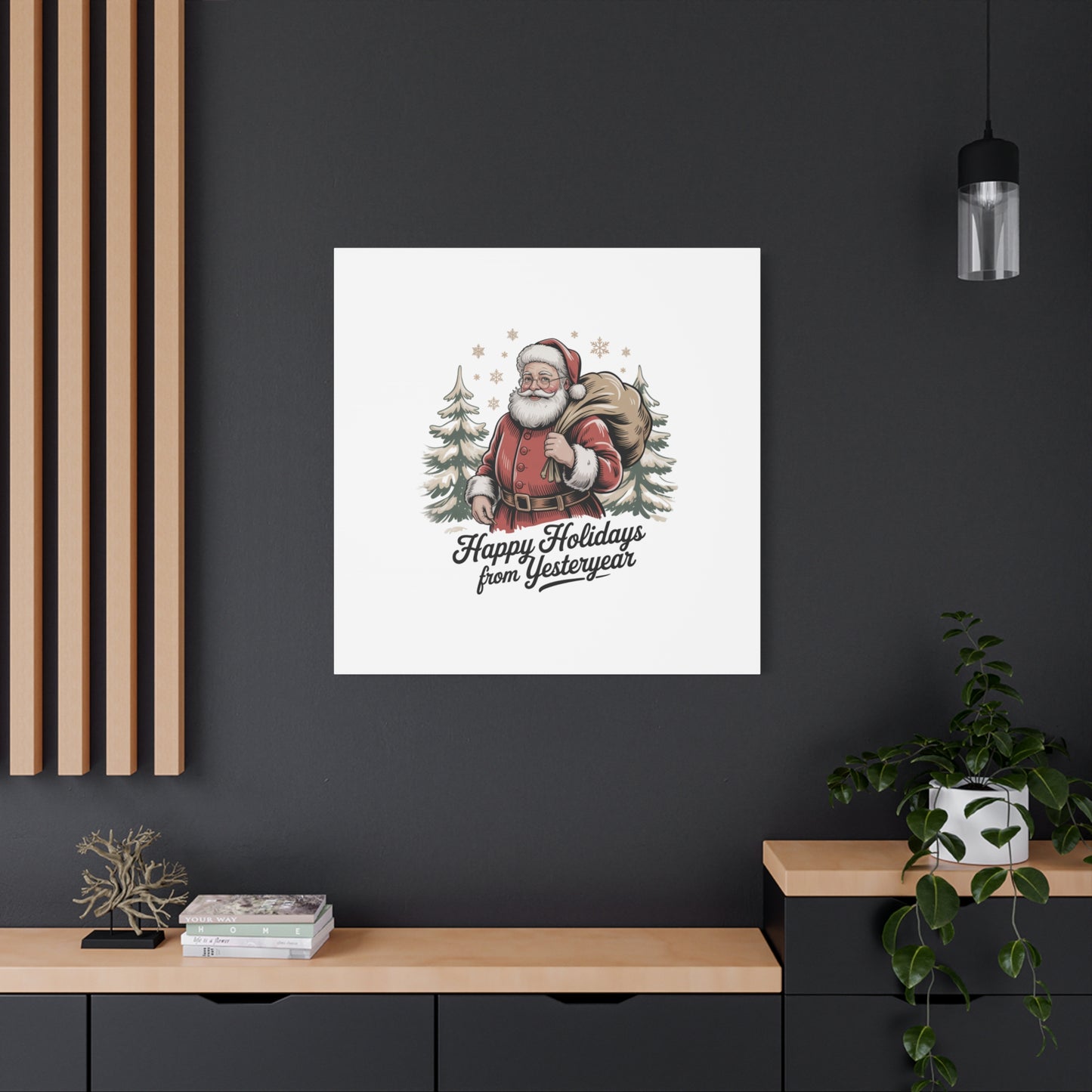 Vintage Christmas Postcard Canvas | Retro Holiday Card Design, Sepia Holiday