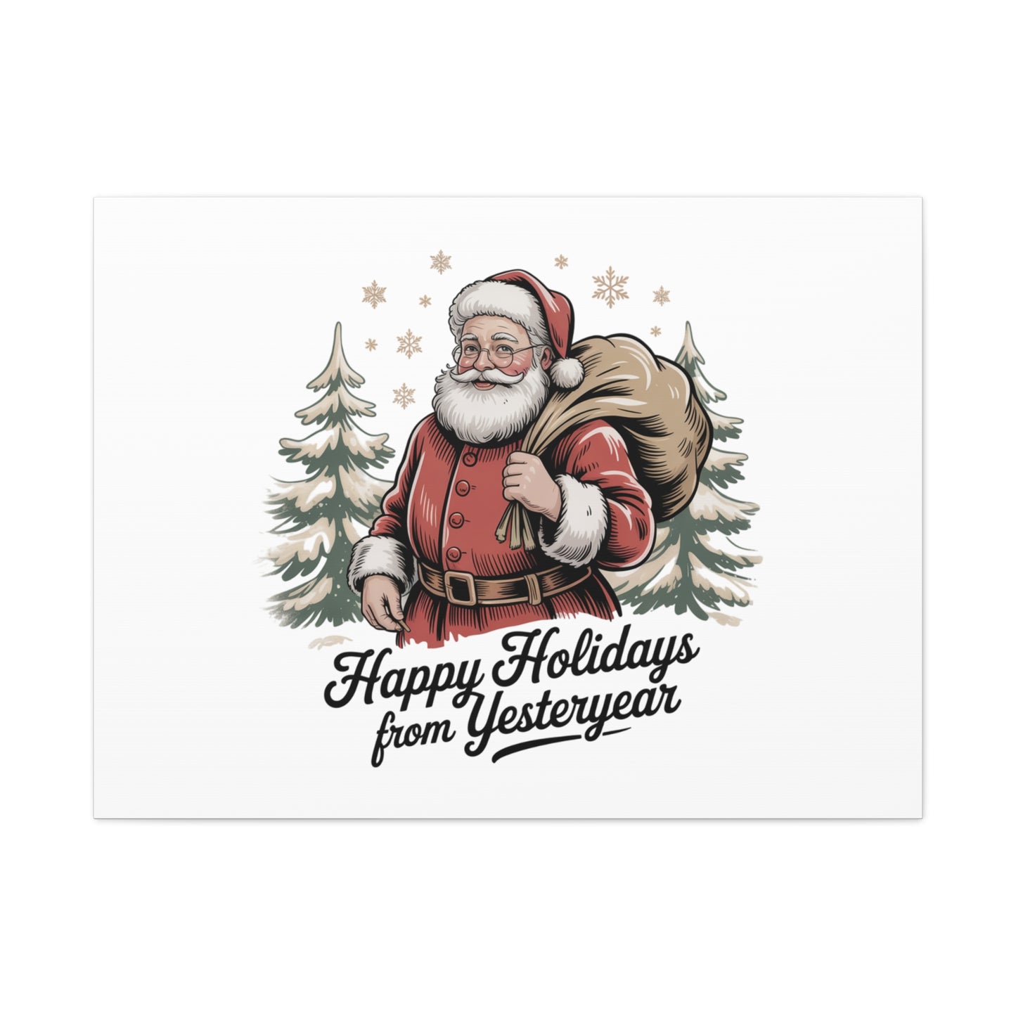 Vintage Christmas Postcard Canvas | Retro Holiday Card Design, Sepia Holiday