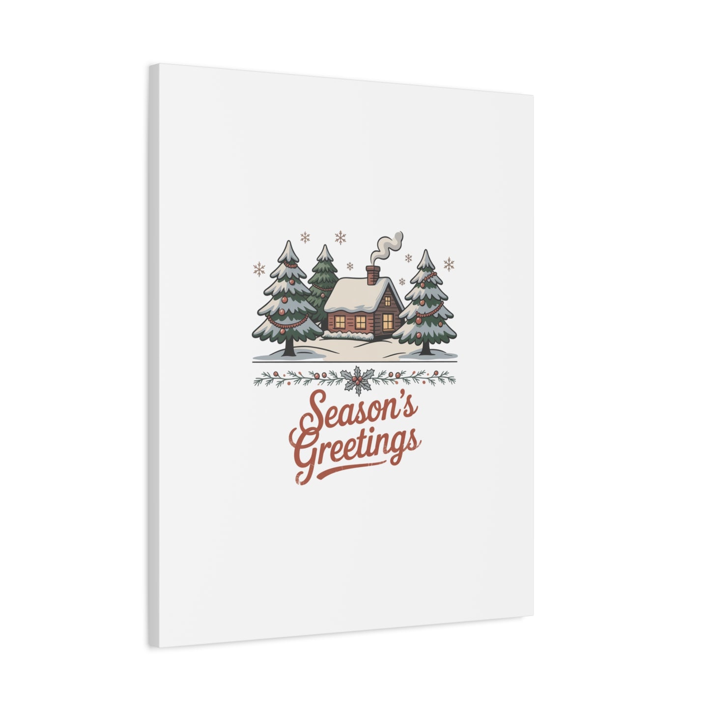 Vintage Christmas Postcard Seasons Greetings Canvas | Retro Holiday Card Design