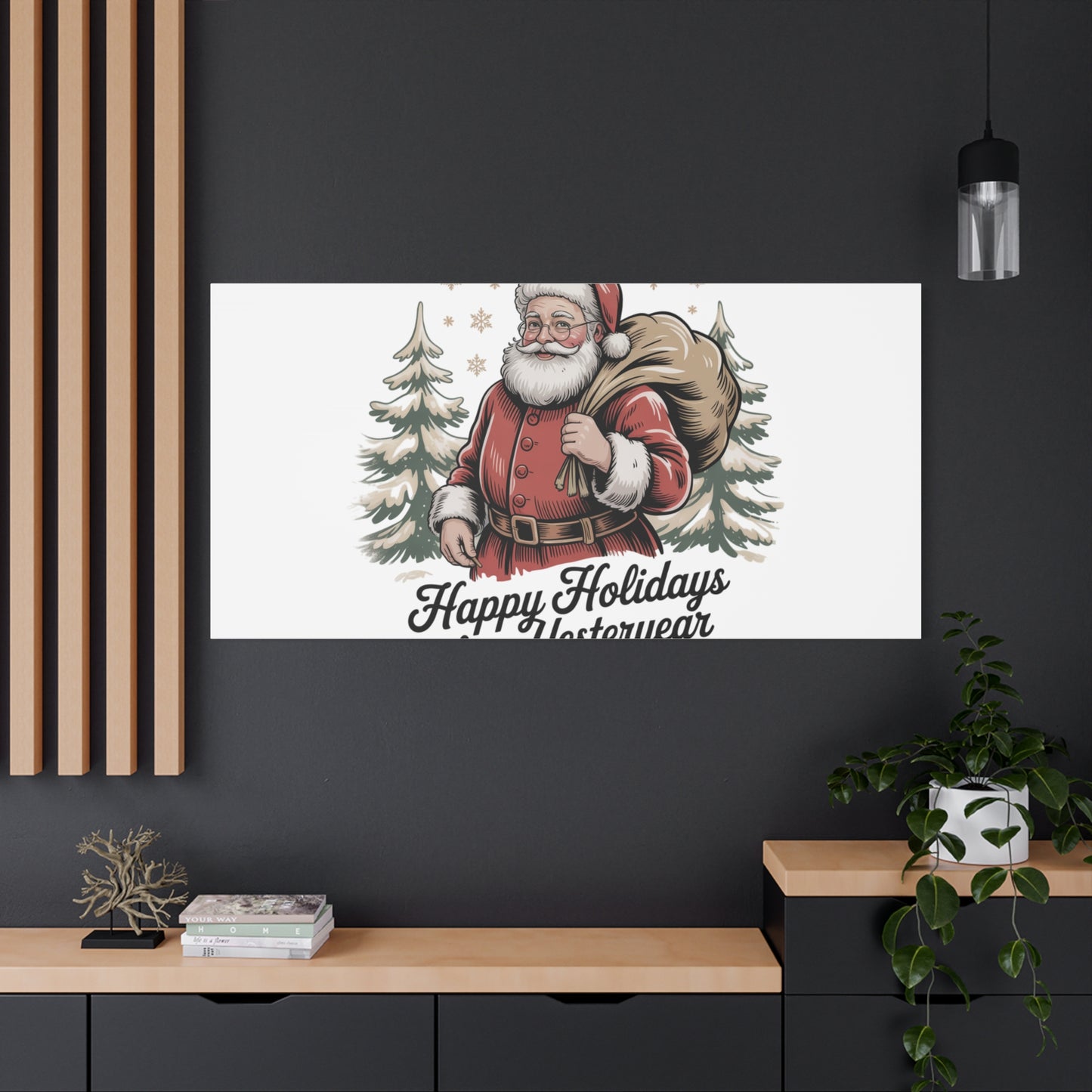 Vintage Christmas Postcard Canvas | Retro Holiday Card Design, Sepia Holiday