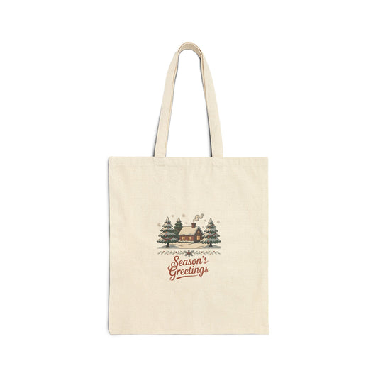 Vintage Christmas Postcard Tote | Retro Holiday Card Design, Season's Greetings