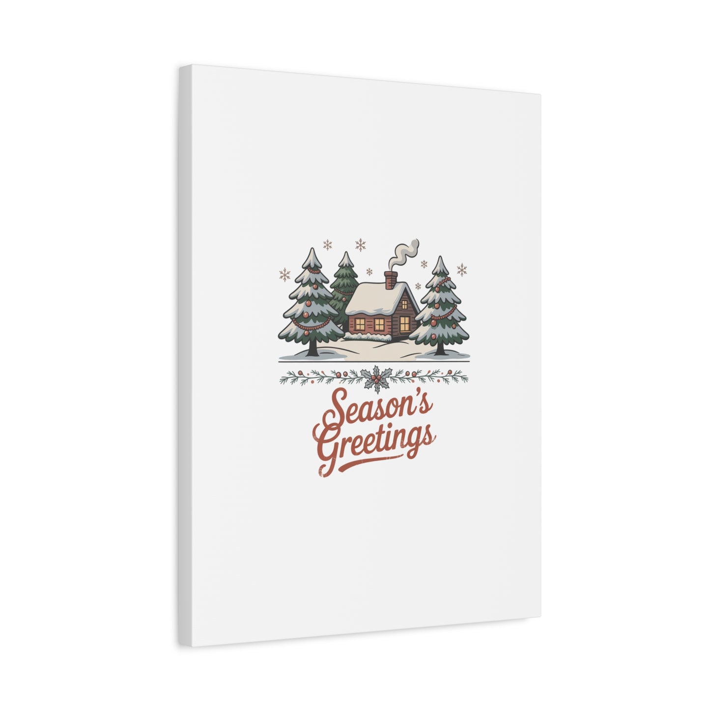 Vintage Christmas Postcard Seasons Greetings Canvas | Retro Holiday Card Design