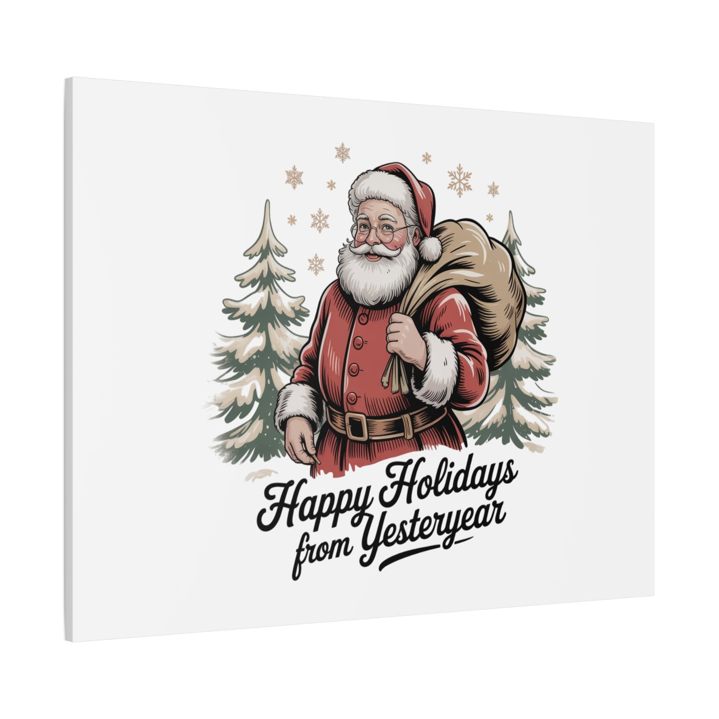 Vintage Christmas Postcard Canvas | Retro Holiday Card Design, Sepia Holiday