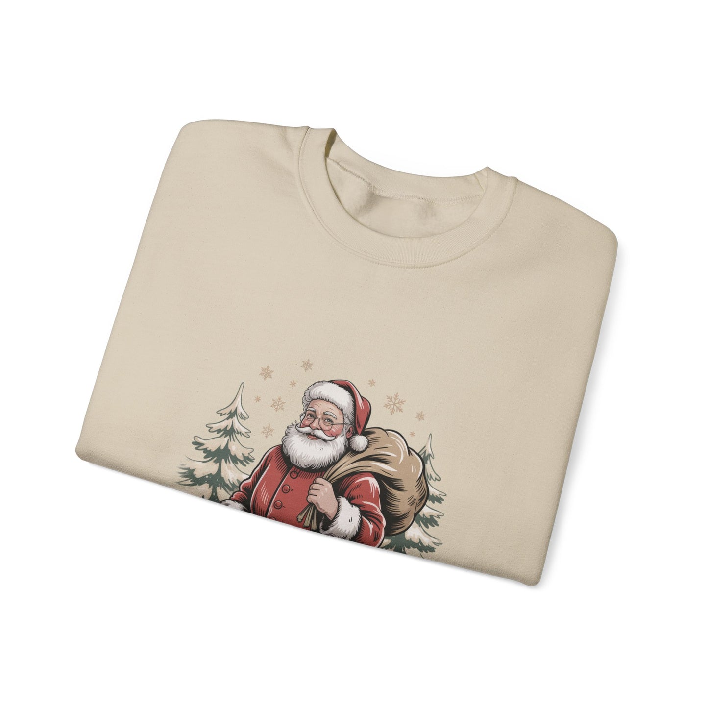 Vintage Christmas Postcard Santa Sweatshirt | retro holiday card design