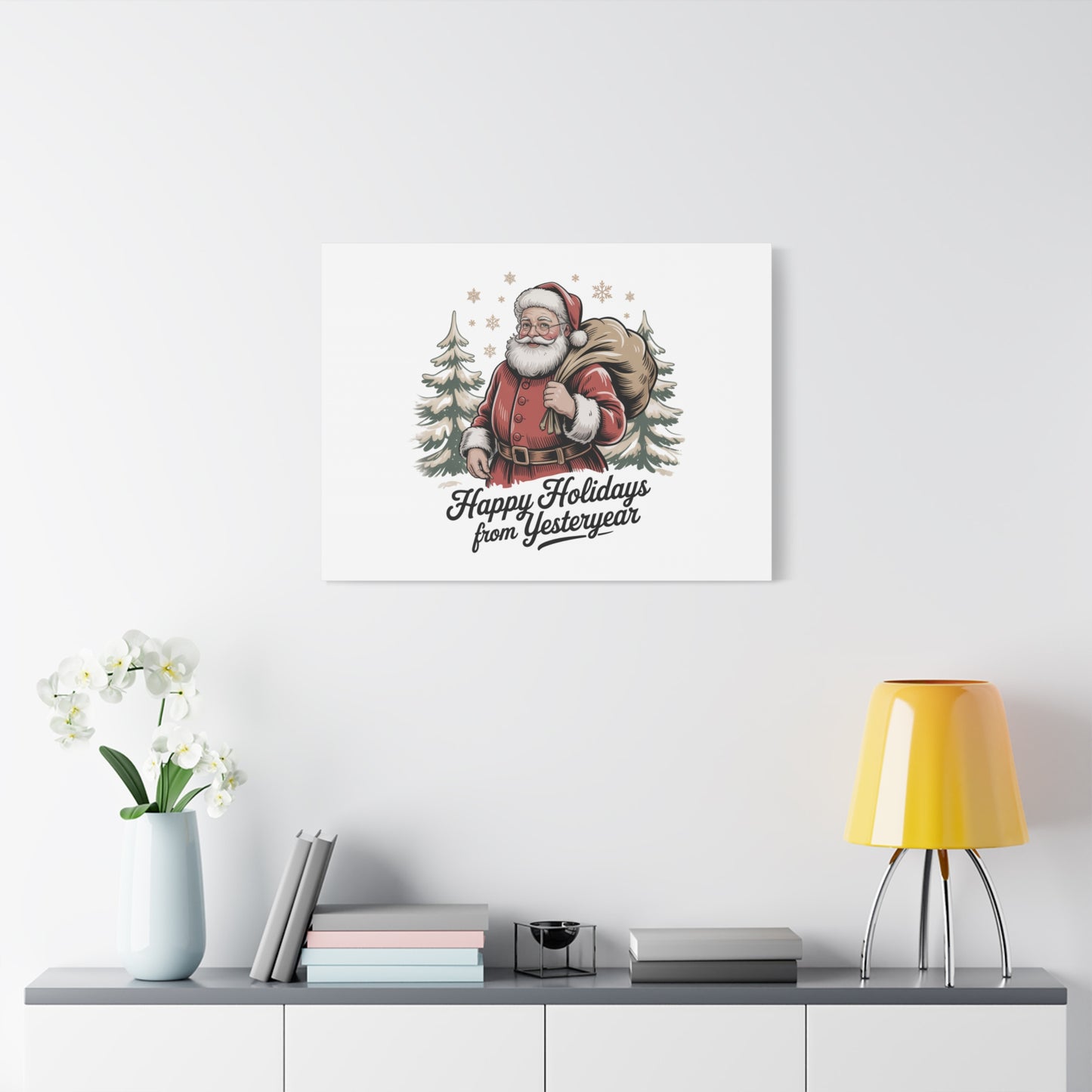 Vintage Christmas Postcard Canvas | Retro Holiday Card Design, Sepia Holiday