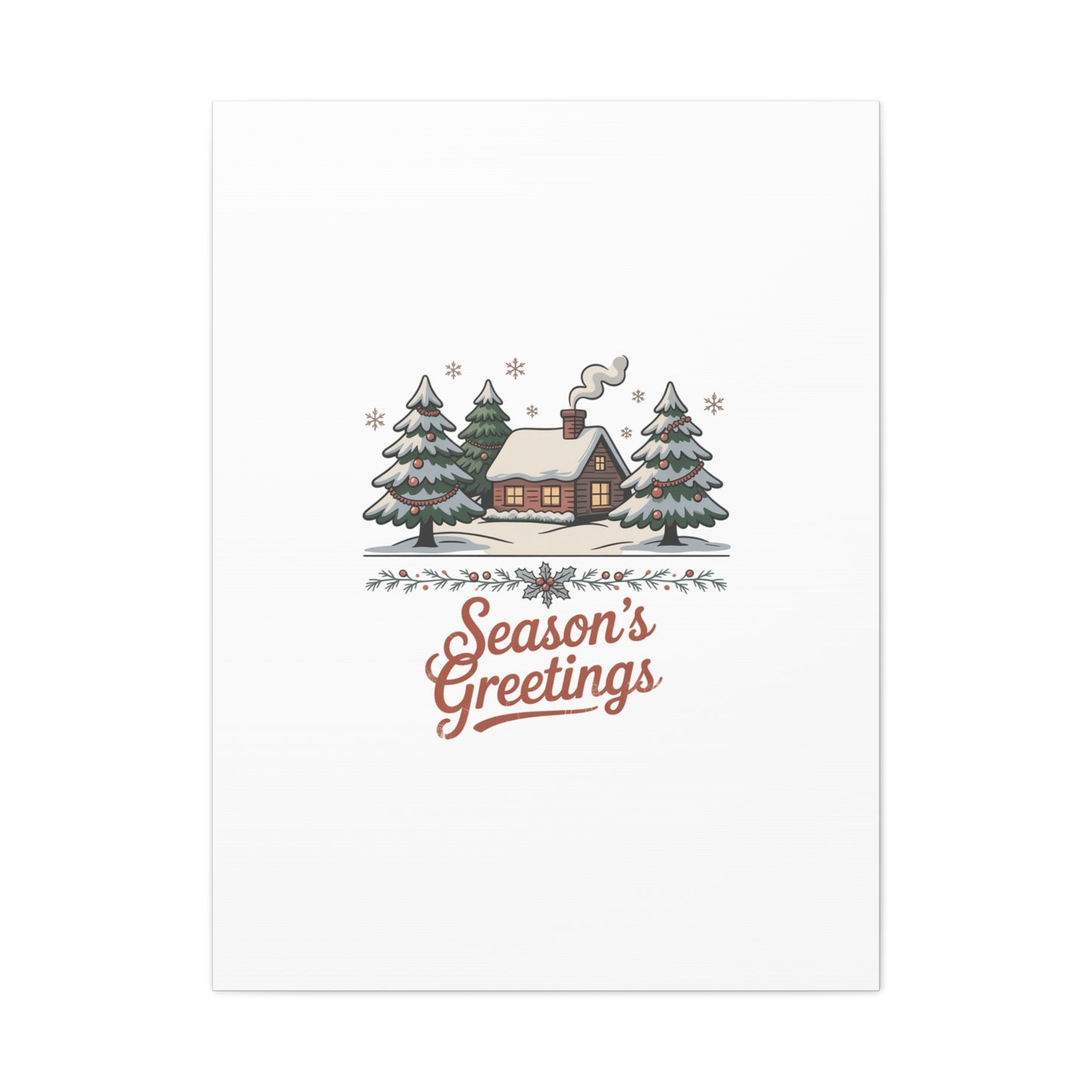 Vintage Christmas Postcard Seasons Greetings Canvas | Retro Holiday Card Design