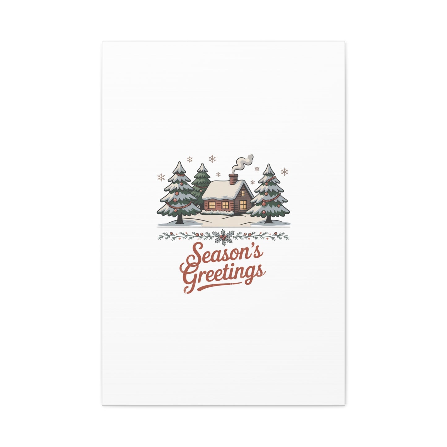 Vintage Christmas Postcard Seasons Greetings Canvas | Retro Holiday Card Design
