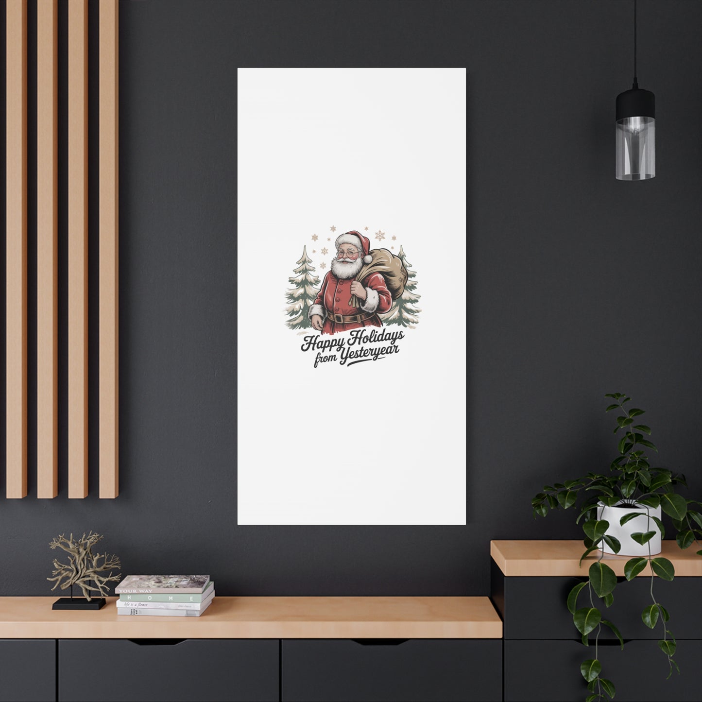 Vintage Christmas Postcard Canvas | Retro Holiday Card Design, Sepia Holiday