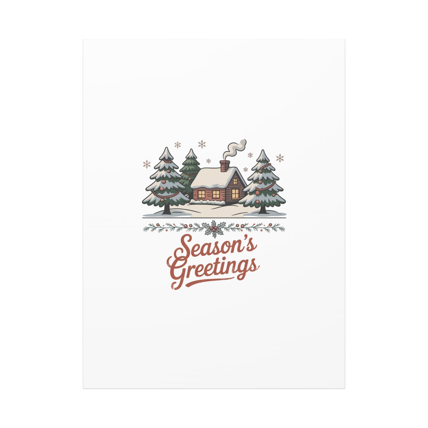 Vintage Christmas Postcard Seasons Greetings Canvas | Retro Holiday Card Design