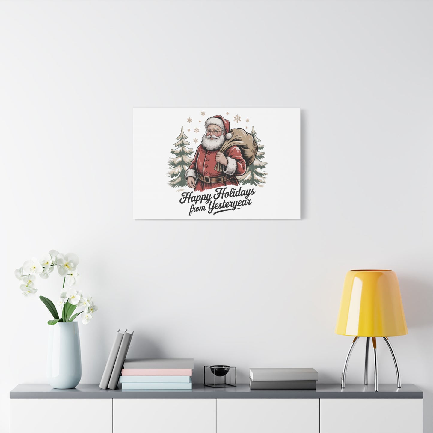 Vintage Christmas Postcard Canvas | Retro Holiday Card Design, Sepia Holiday