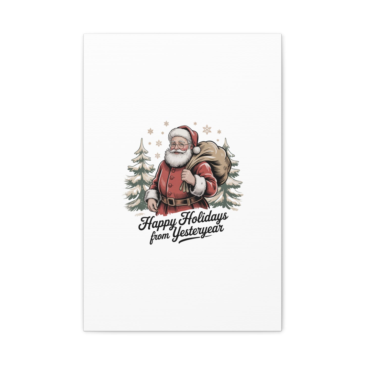 Vintage Christmas Postcard Canvas | Retro Holiday Card Design, Sepia Holiday