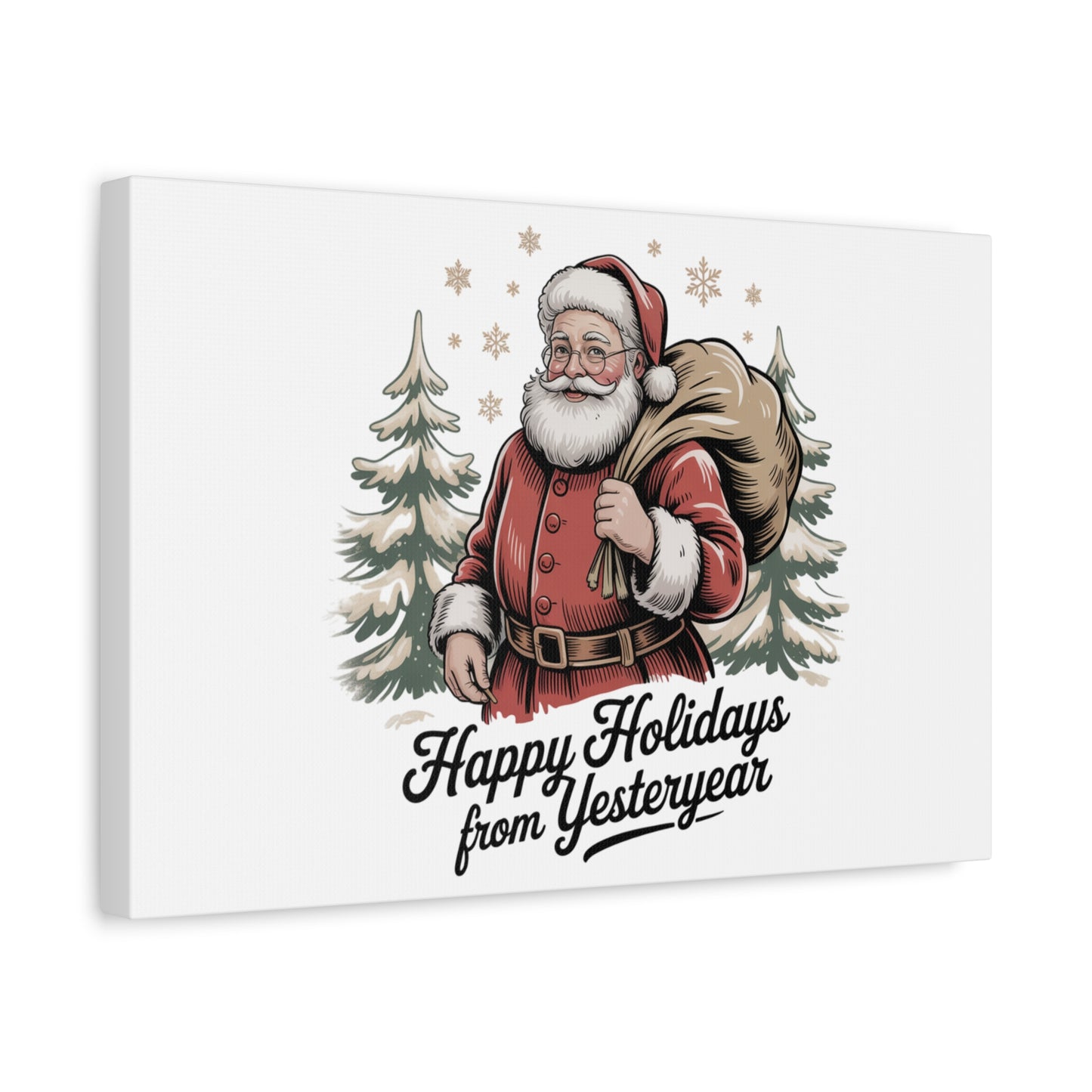 Vintage Christmas Postcard Canvas | Retro Holiday Card Design, Sepia Holiday