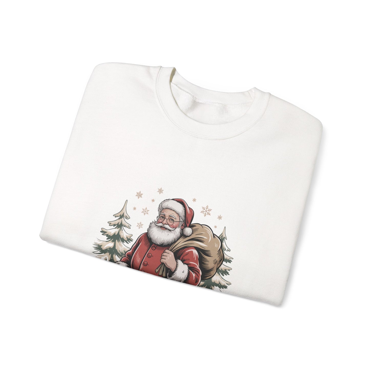 Vintage Christmas Postcard Santa Sweatshirt | retro holiday card design