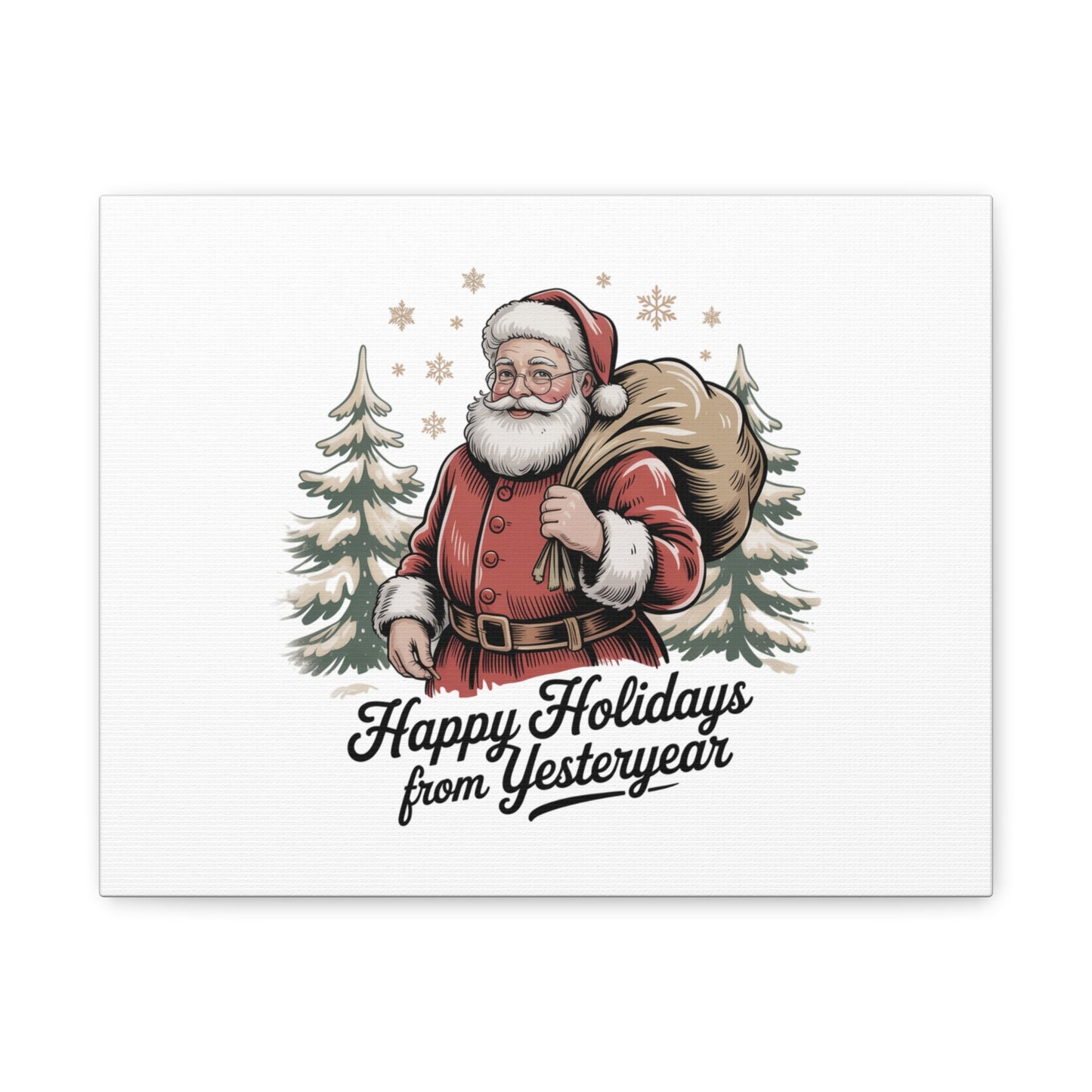 Vintage Christmas Postcard Canvas | Retro Holiday Card Design, Sepia Holiday