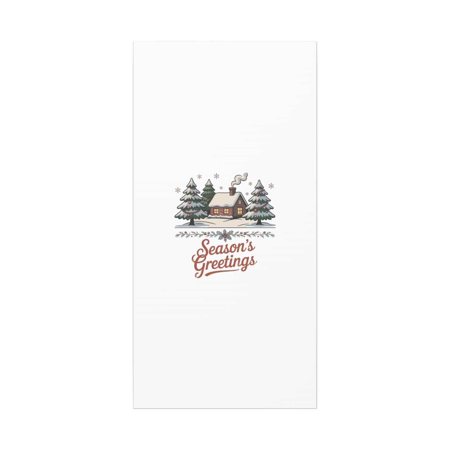 Vintage Christmas Postcard Seasons Greetings Canvas | Retro Holiday Card Design