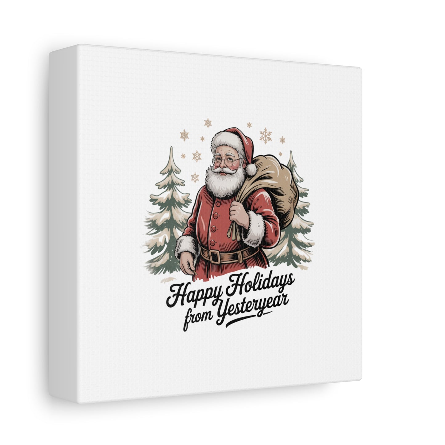 Vintage Christmas Postcard Canvas | Retro Holiday Card Design, Sepia Holiday
