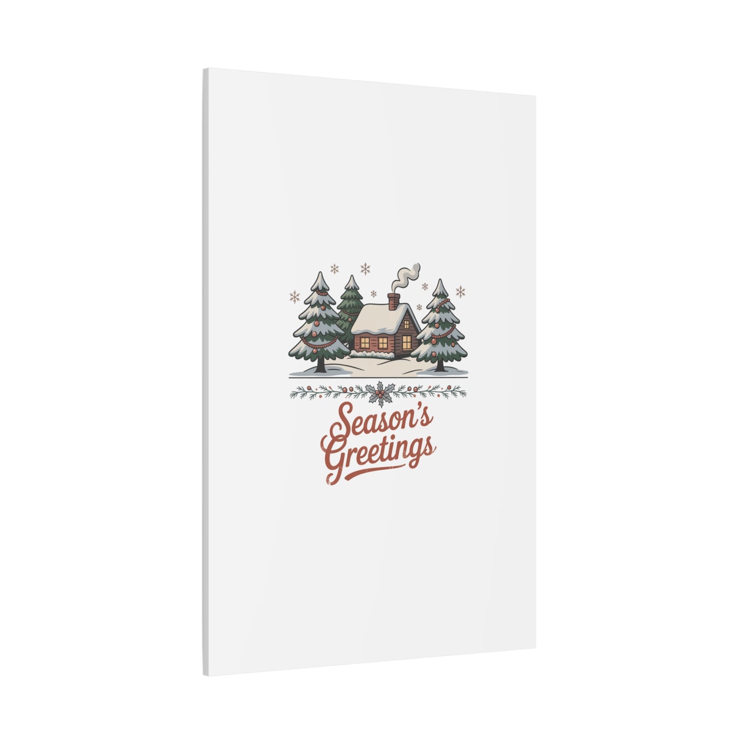 Vintage Christmas Postcard Seasons Greetings Canvas | Retro Holiday Card Design