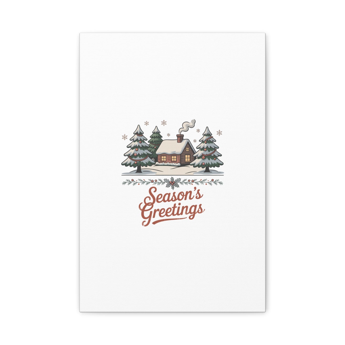 Vintage Christmas Postcard Seasons Greetings Canvas | Retro Holiday Card Design