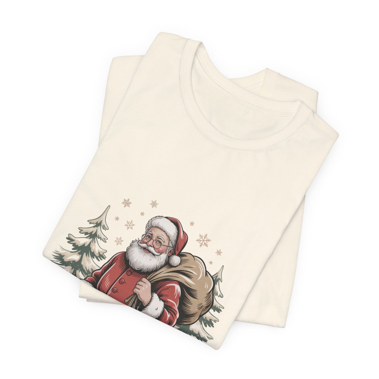 Vintage Christmas Postcard Santa Tee | retro holiday card design