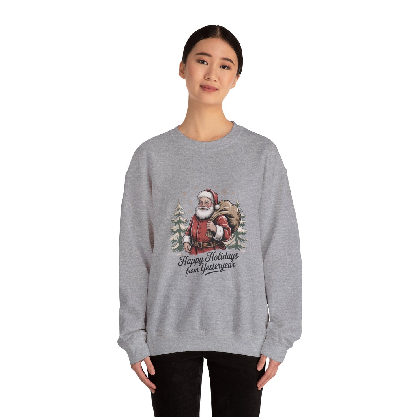 Vintage Christmas Postcard Santa Sweatshirt | retro holiday card design