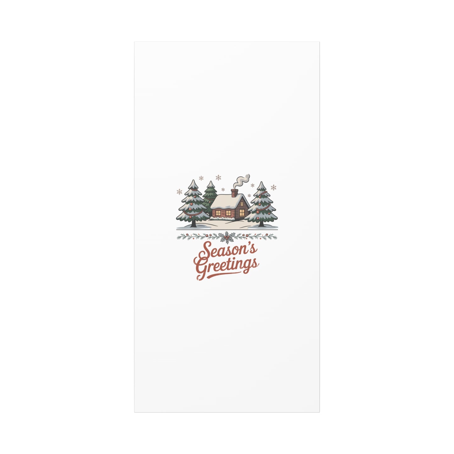 Vintage Christmas Postcard Seasons Greetings Canvas | Retro Holiday Card Design
