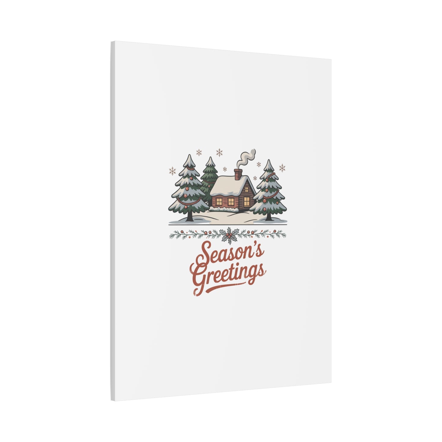 Vintage Christmas Postcard Seasons Greetings Canvas | Retro Holiday Card Design