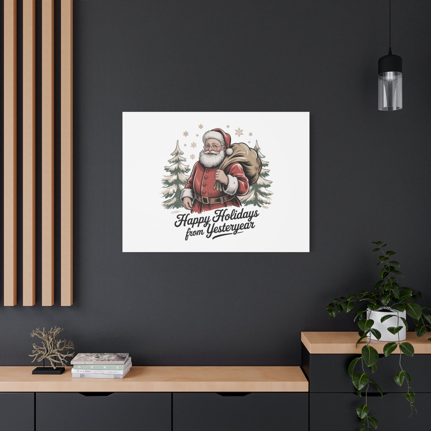 Vintage Christmas Postcard Canvas | Retro Holiday Card Design, Sepia Holiday