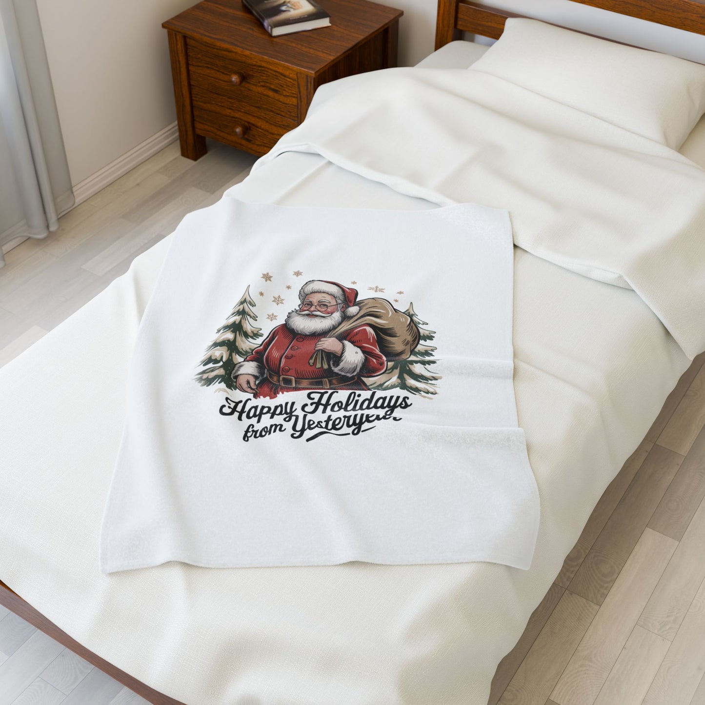 Vintage Christmas Postcard Santa Blanket | retro holiday card design