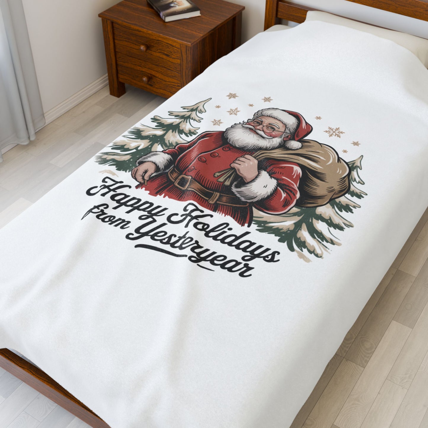 Vintage Christmas Postcard Santa Blanket | retro holiday card design