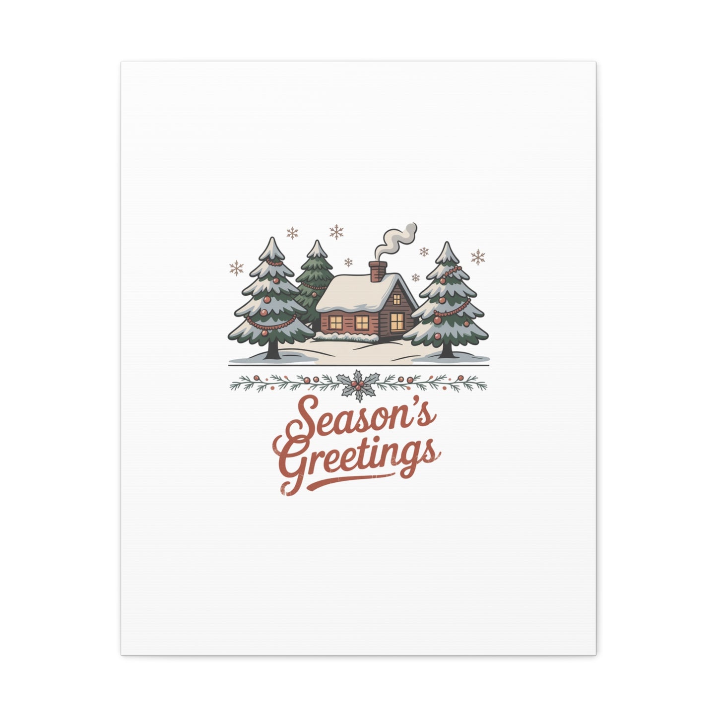 Vintage Christmas Postcard Seasons Greetings Canvas | Retro Holiday Card Design