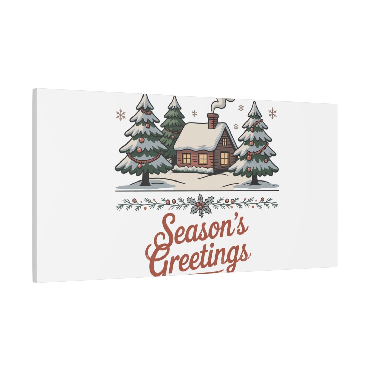 Vintage Christmas Postcard Seasons Greetings Canvas | Retro Holiday Card Design